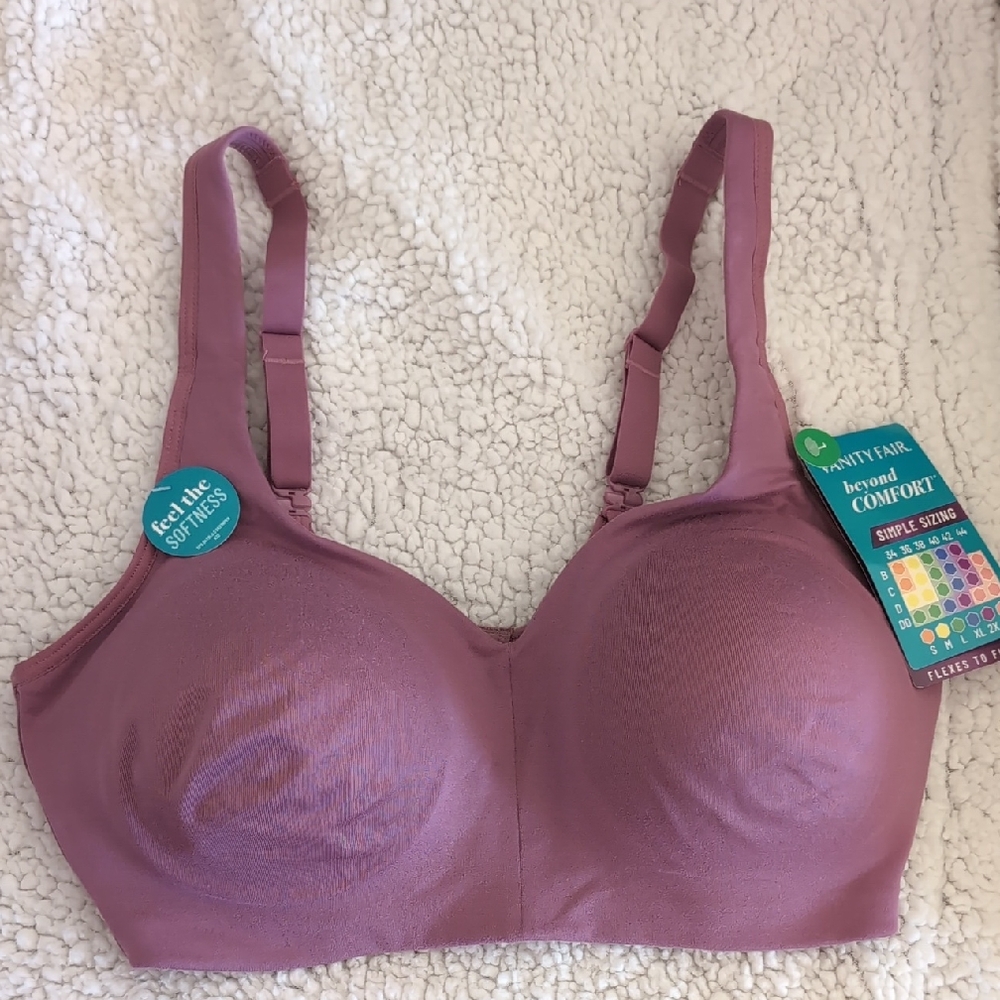 Vanity Fair Women's Wireless Bra In Mauve Size: L New With Tags